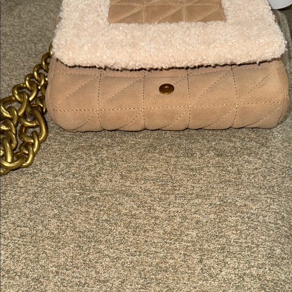 Zara Beige Quilted Leather Fleece Handbag - Picture 12 of 12